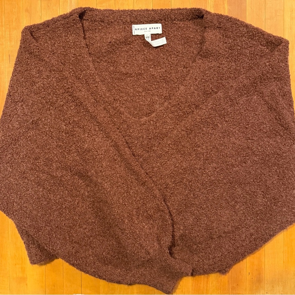Apiece Apart Rich Brown V-Neck Sweater - Picture 2 of 5